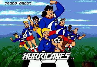 Hurricanes title screen for Sega Mega Drive